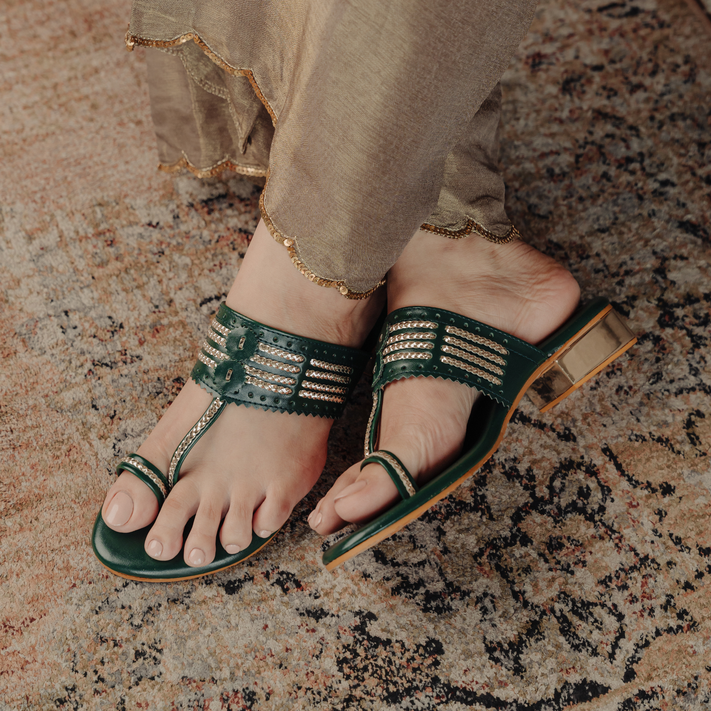 Bandhan Green small Heels
