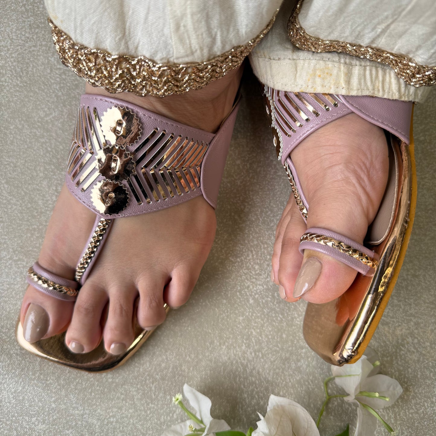 Lilac Damak Flats