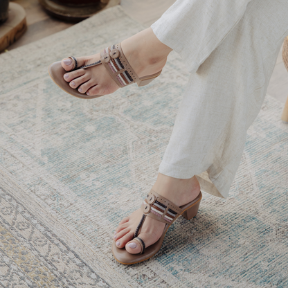 Tan Rangeen Wooden Box Heels