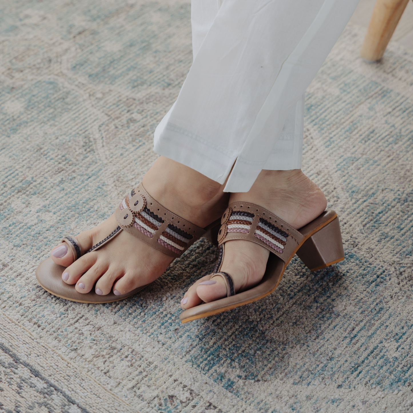 Tan Rangeen Wooden Box Heels