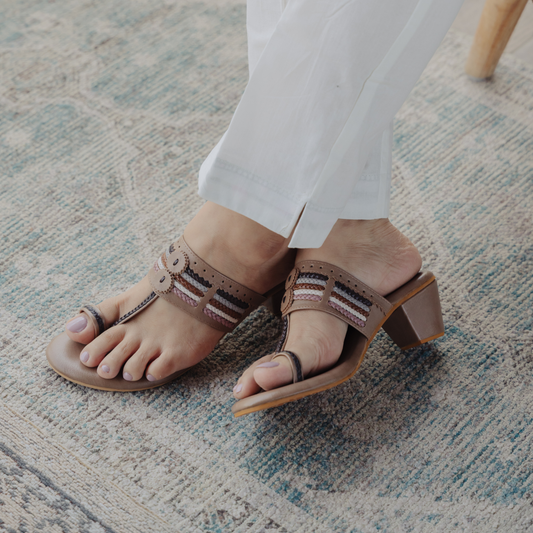 Tan Rangeen Wooden Box Heels