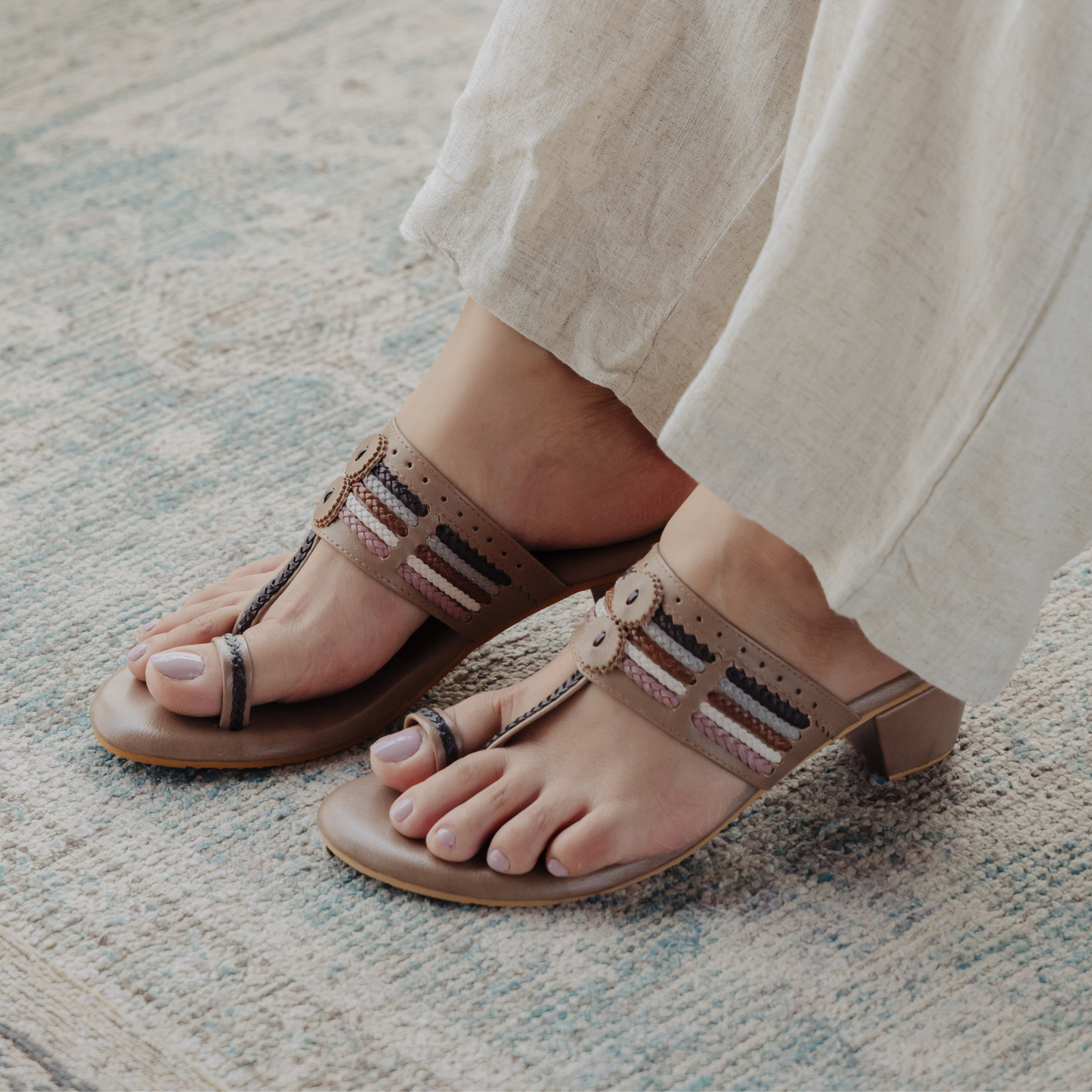 Tan Rangeen Wooden Box Heels