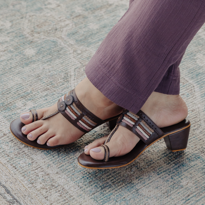 Brown Rangeen Wooden Box Heels
