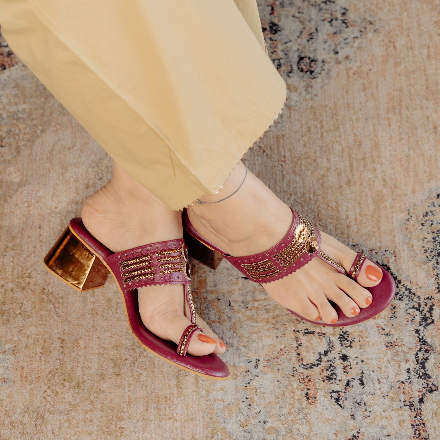 Bandhan Maroon Box Heels