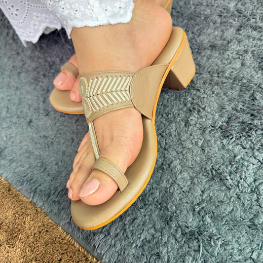 Beige Sewn Box Heel