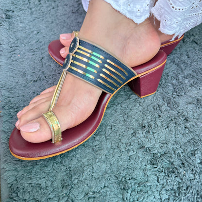 Blue & Cherry Noor Box Heel