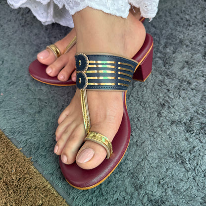 Blue & Cherry Noor Box Heel