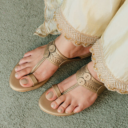 Gold Sewn Small box Heel