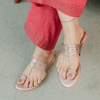 Rose Gold Kolhapuri Flats