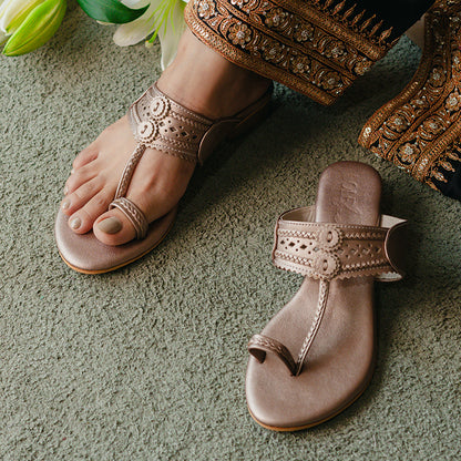 Rose Gold Kohlapuri Small box Heel