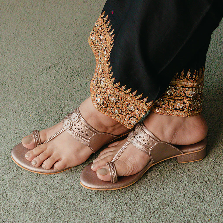 Rose Gold Kohlapuri Small box Heel