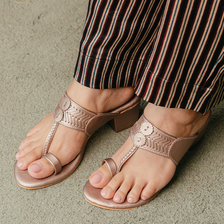 Rose Gold Sewn Box Heel