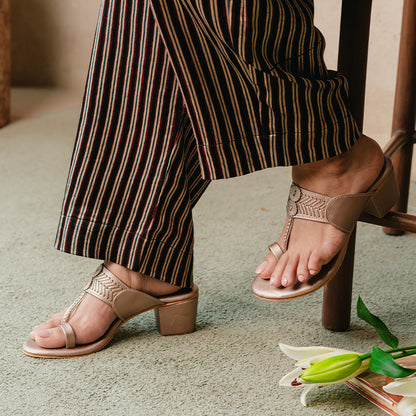 Rose Gold Sewn Box Heel