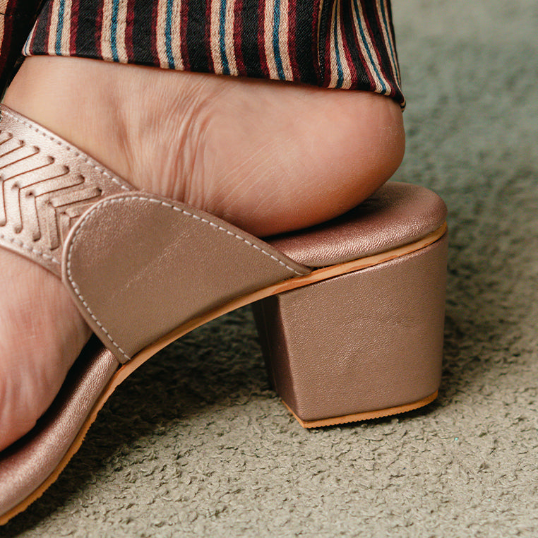 Rose Gold Sewn Box Heel