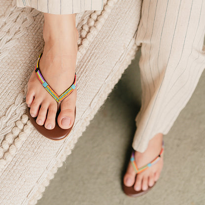 Choco Brown Beaded Flats
