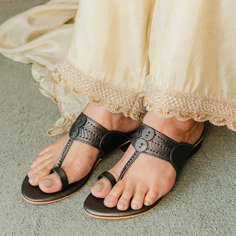 Gun Metal Sewn Small box Heel