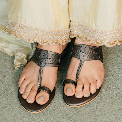 Gun Metal Sewn Small box Heel