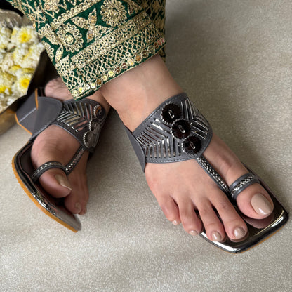 Grey Damak Box Heels