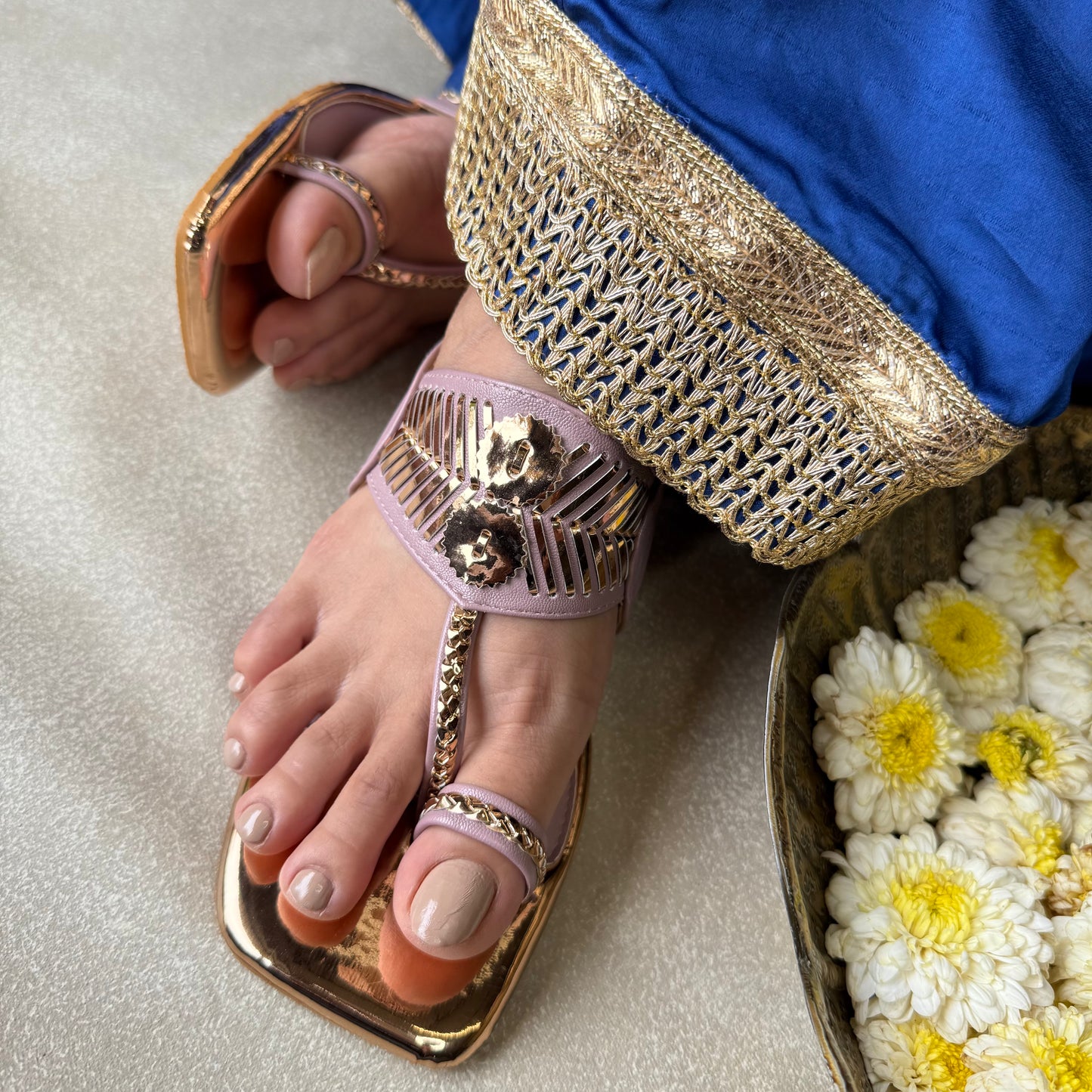 Lilac Damak Box Heels