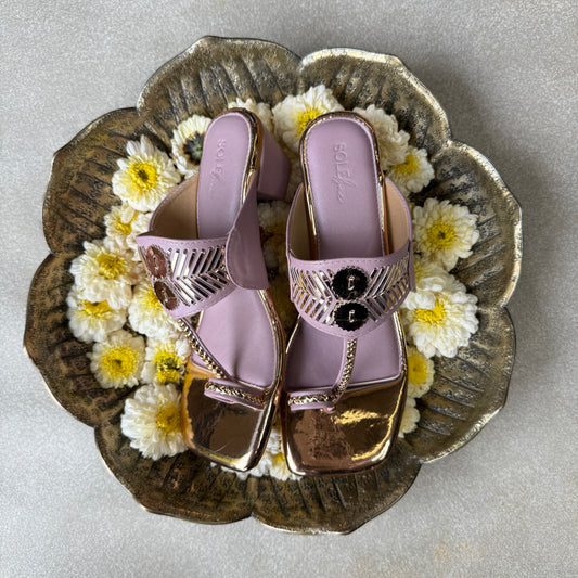 Lilac Damak Box Heels