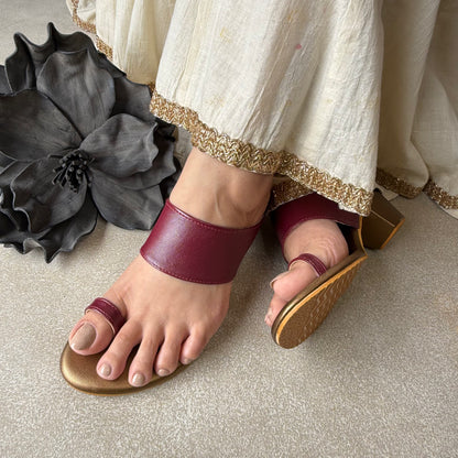 Maroon Copper Zaia Box Heels
