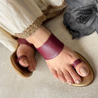 Maroon Copper Zaia Box Heels