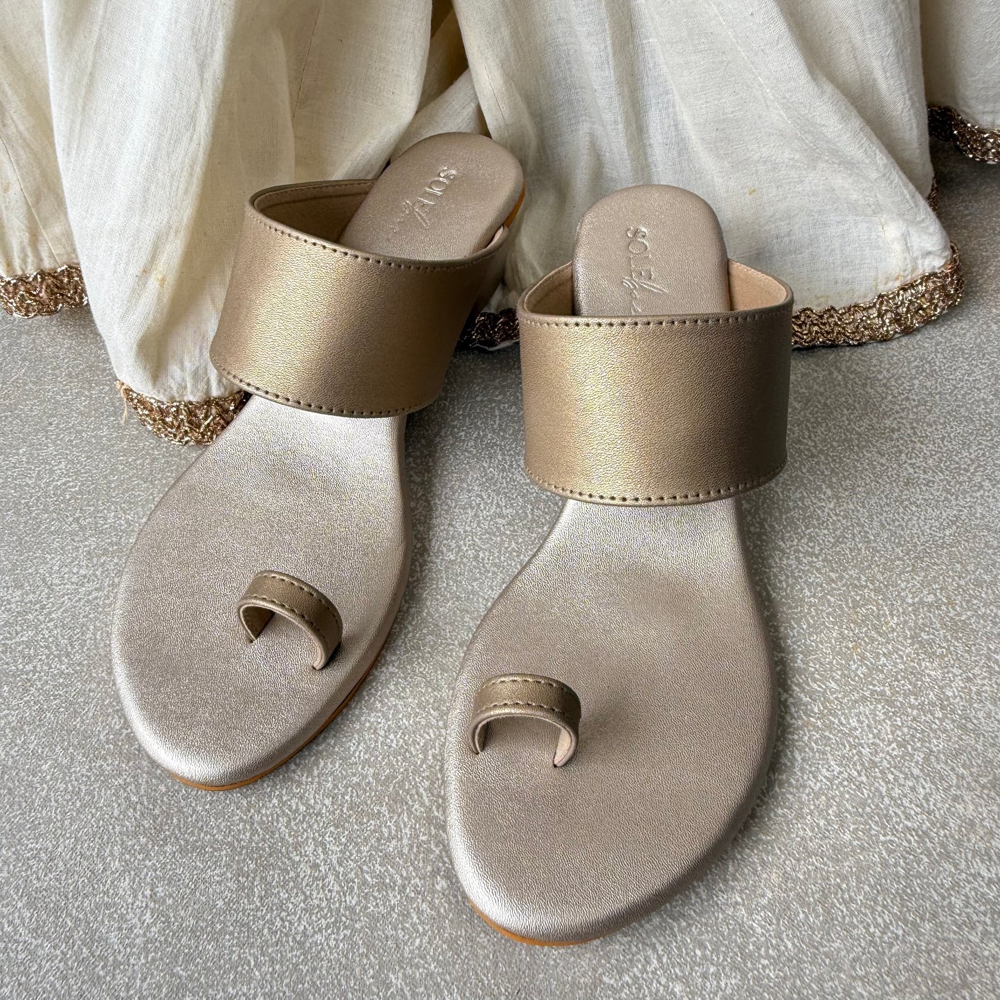 Light Gold Zaia box  heels