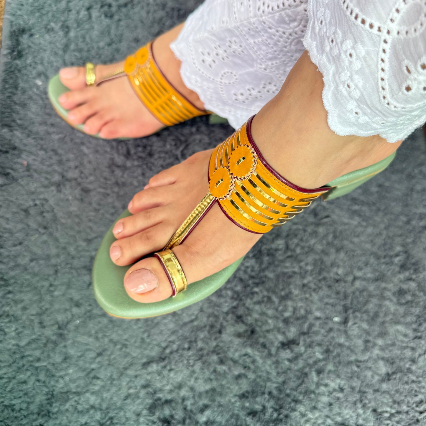 Mustard & Green Noor Box Heel