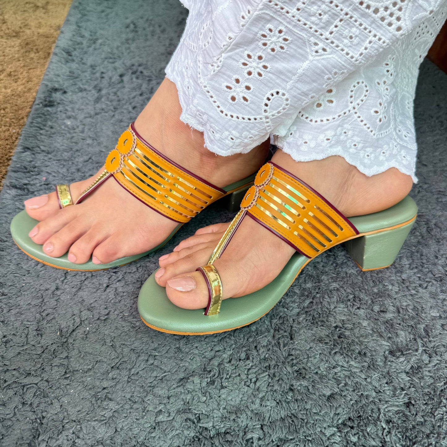 Mustard & Green Noor Box Heel