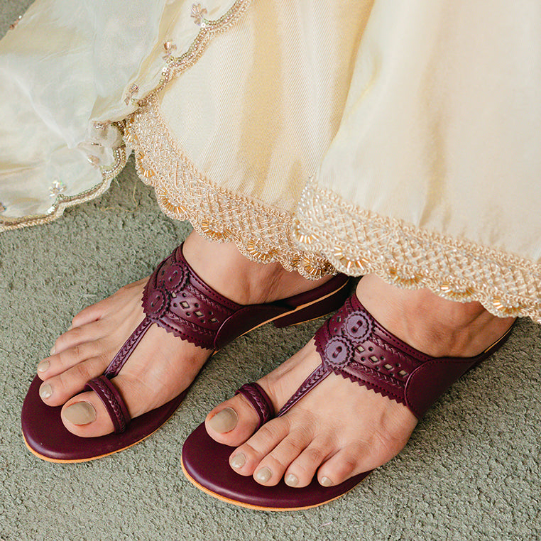 Cherry Kohlapuri Small box Heel