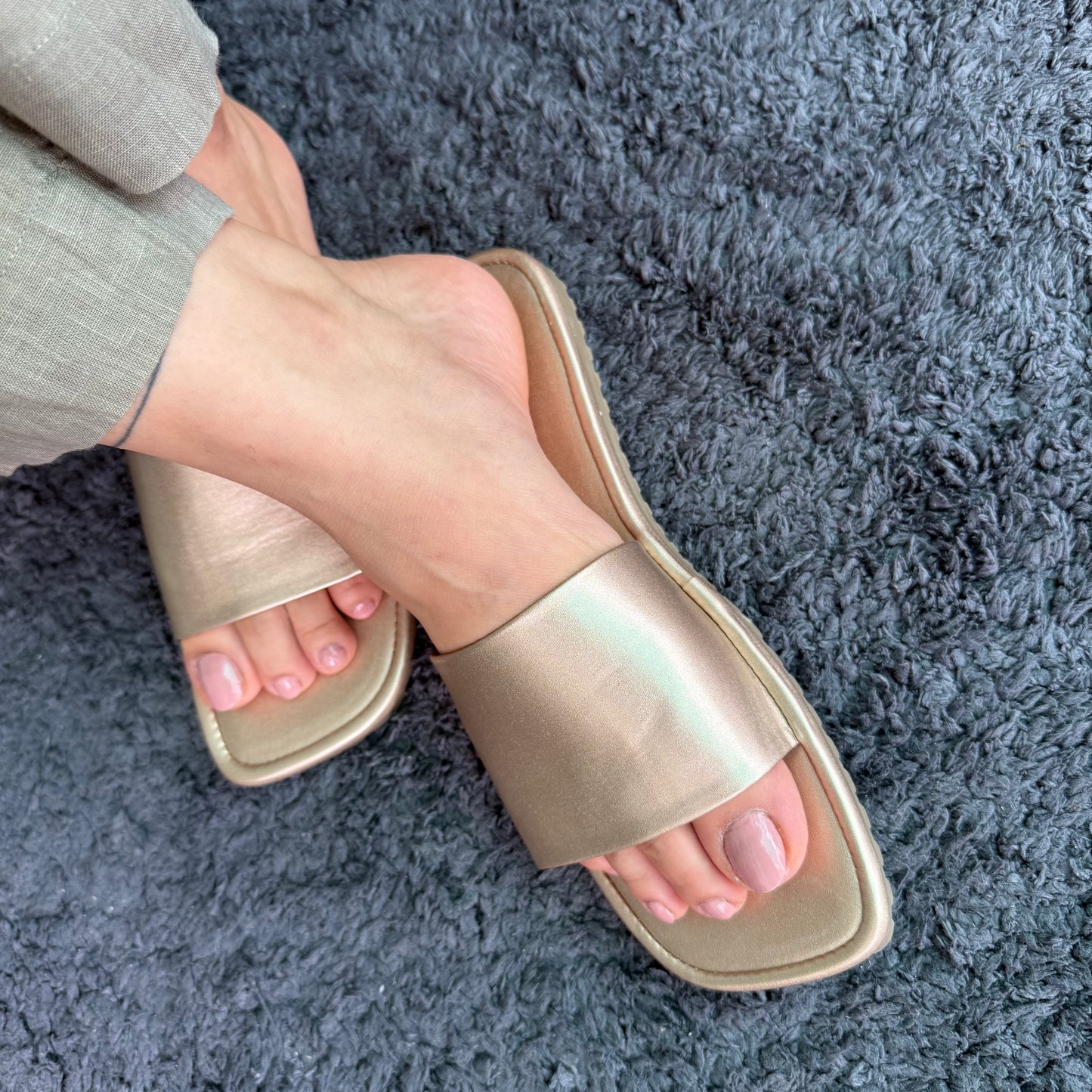 Gold Comfy Slides