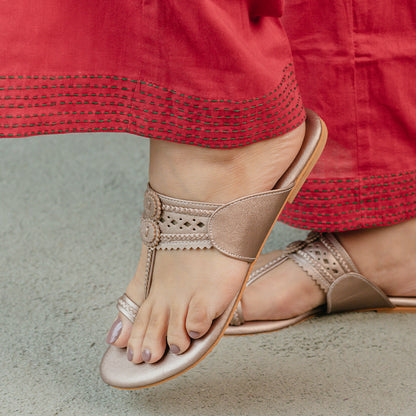 Rose Gold Kolhapuri Flats