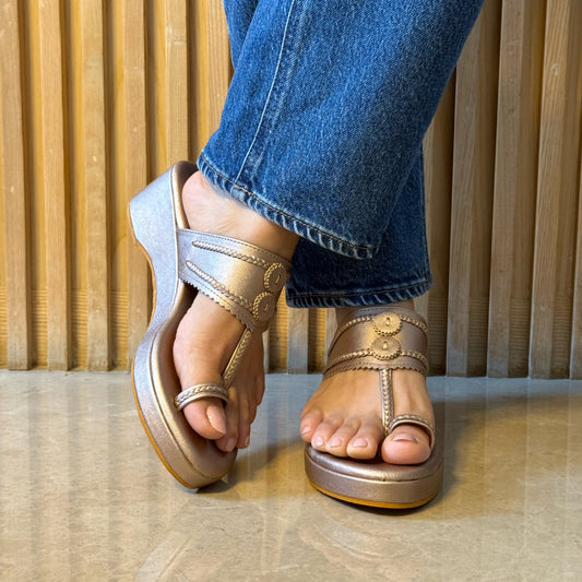 Rose Gold Block Platform Heel